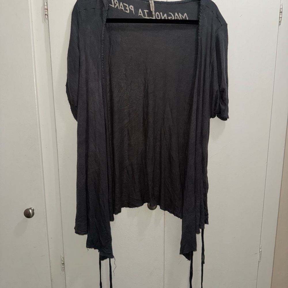 Gray Open-Front Cardigan magnolia pearl